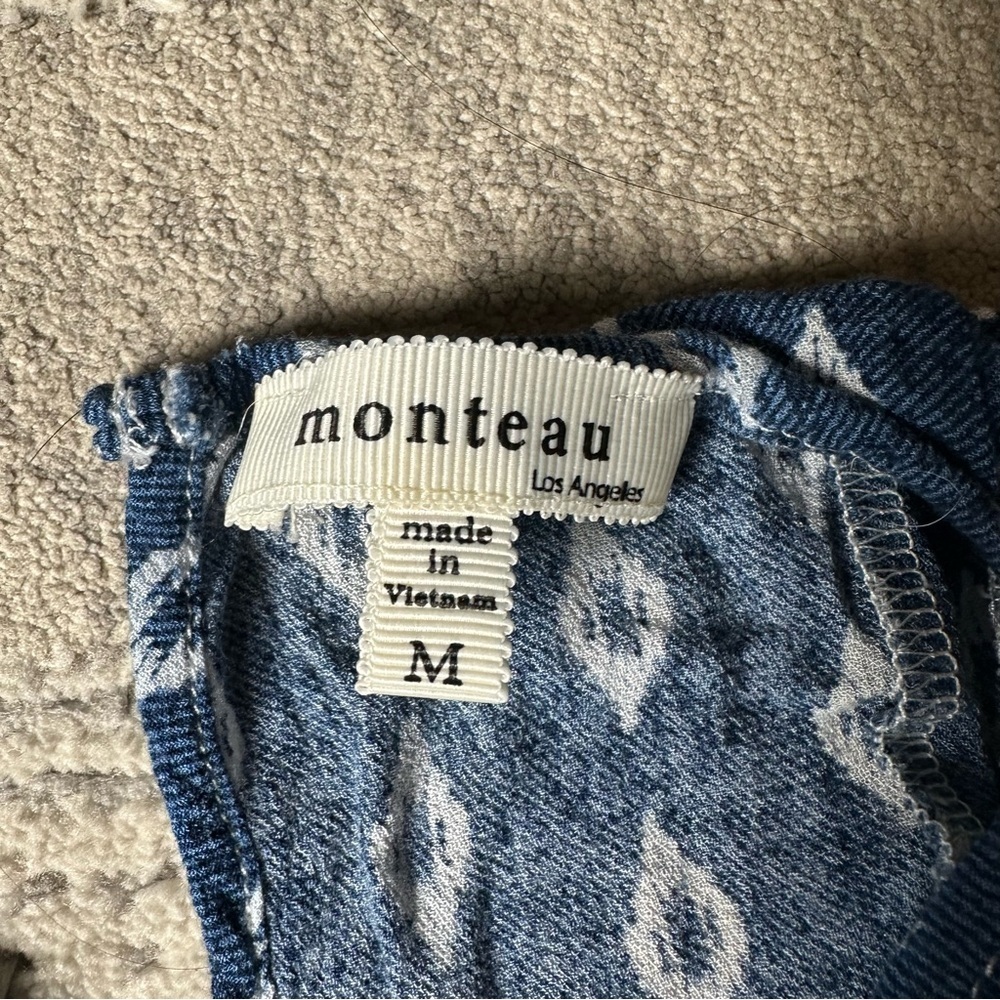 Monteau Los Angeles Blue & White Ikat Print Sleeveless Dress – Women’s Size M - Picture 3 of 3